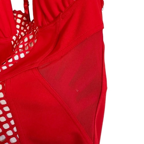 Red Bodycon Club Mini Dress by Meek Sz Large - Picture 5 of 14